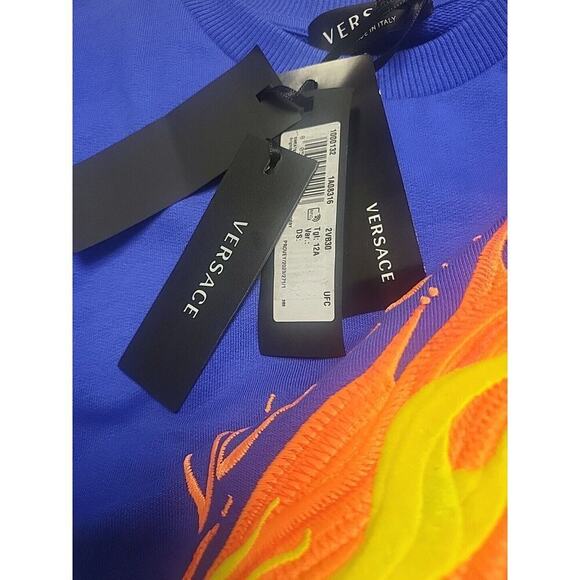 Versace Boys Meteor Logo Sweatshirt Blue Size 12A $380 - Picture 4 of 4